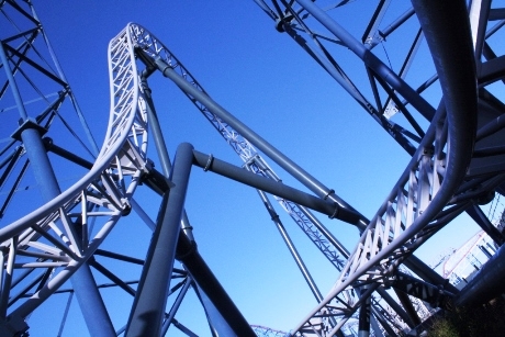 ICON soars through the lift hill of the famous Big One rollercoaster